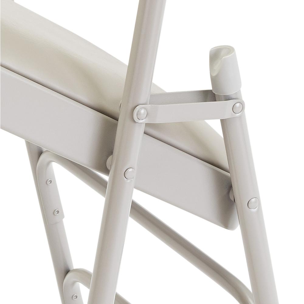 NPS® 1200 Series Premium Vinyl Upholstered Double Hinge Folding Chair, Warm Grey (Pack of 4)
