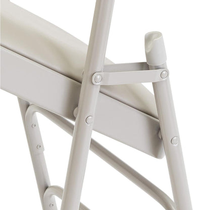 NPS® 1200 Series Premium Vinyl Upholstered Double Hinge Folding Chair, Warm Grey (Pack of 4)
