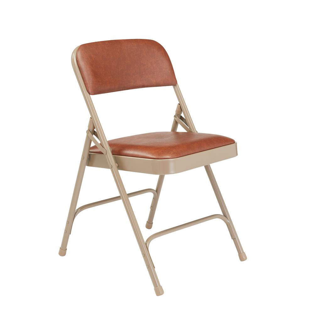 NPS® 1200 Series Premium Vinyl Upholstered Double Hinge Folding Chair, Honey Brown (Pack of 4)