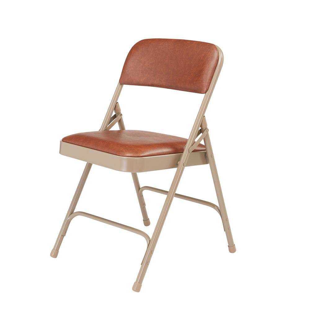 NPS® 1200 Series Premium Vinyl Upholstered Double Hinge Folding Chair, Honey Brown (Pack of 4)