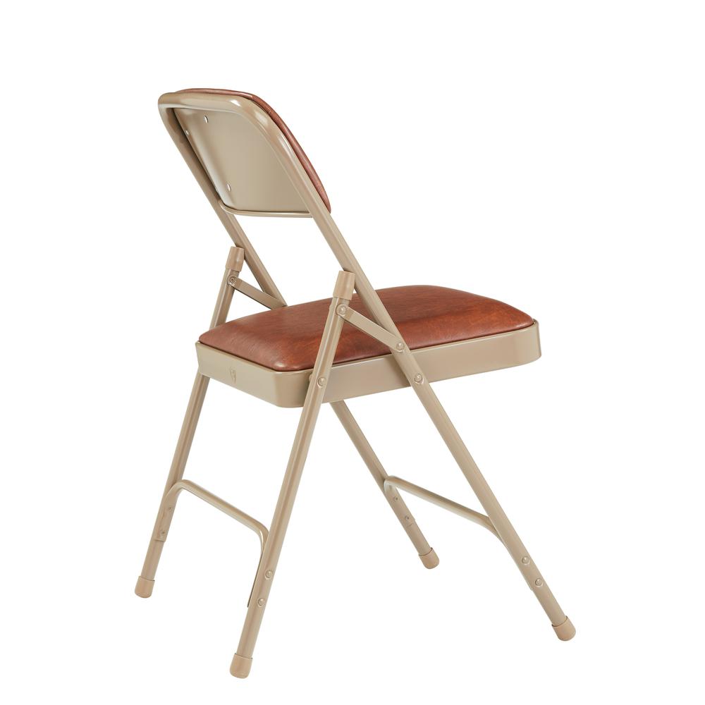 NPS® 1200 Series Premium Vinyl Upholstered Double Hinge Folding Chair, Honey Brown (Pack of 4)