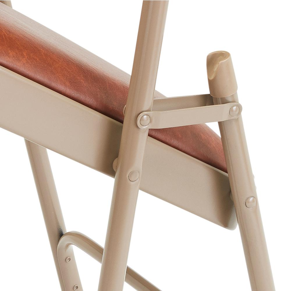 NPS® 1200 Series Premium Vinyl Upholstered Double Hinge Folding Chair, Honey Brown (Pack of 4)