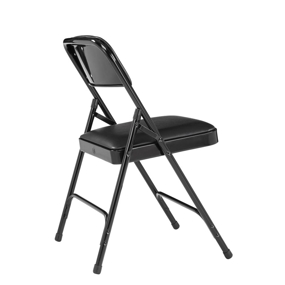 NPS® 1200 Series Premium Vinyl Upholstered Double Hinge Folding Chair, Caviar Black (Pack of 4)