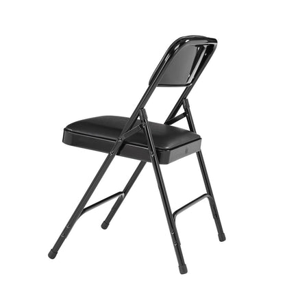 NPS® 1200 Series Premium Vinyl Upholstered Double Hinge Folding Chair, Caviar Black (Pack of 4)