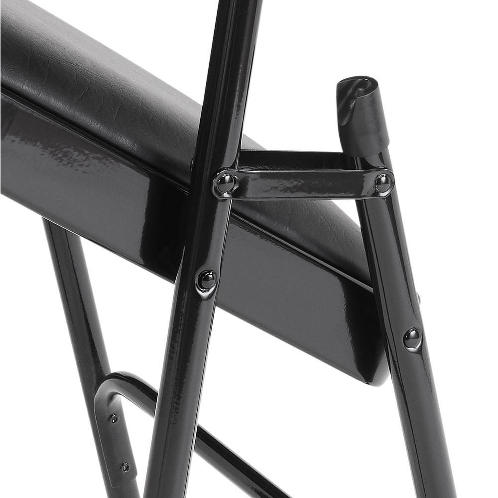 NPS® 1200 Series Premium Vinyl Upholstered Double Hinge Folding Chair, Caviar Black (Pack of 4)