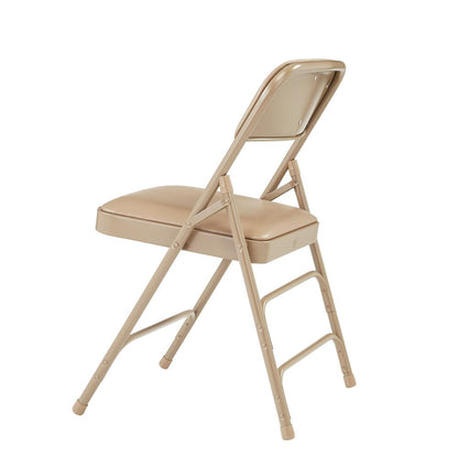 NPS® 1300 Series Premium Vinyl Upholstered Triple Brace Double Hinge Folding Chair, French Beige (Pack of 4)