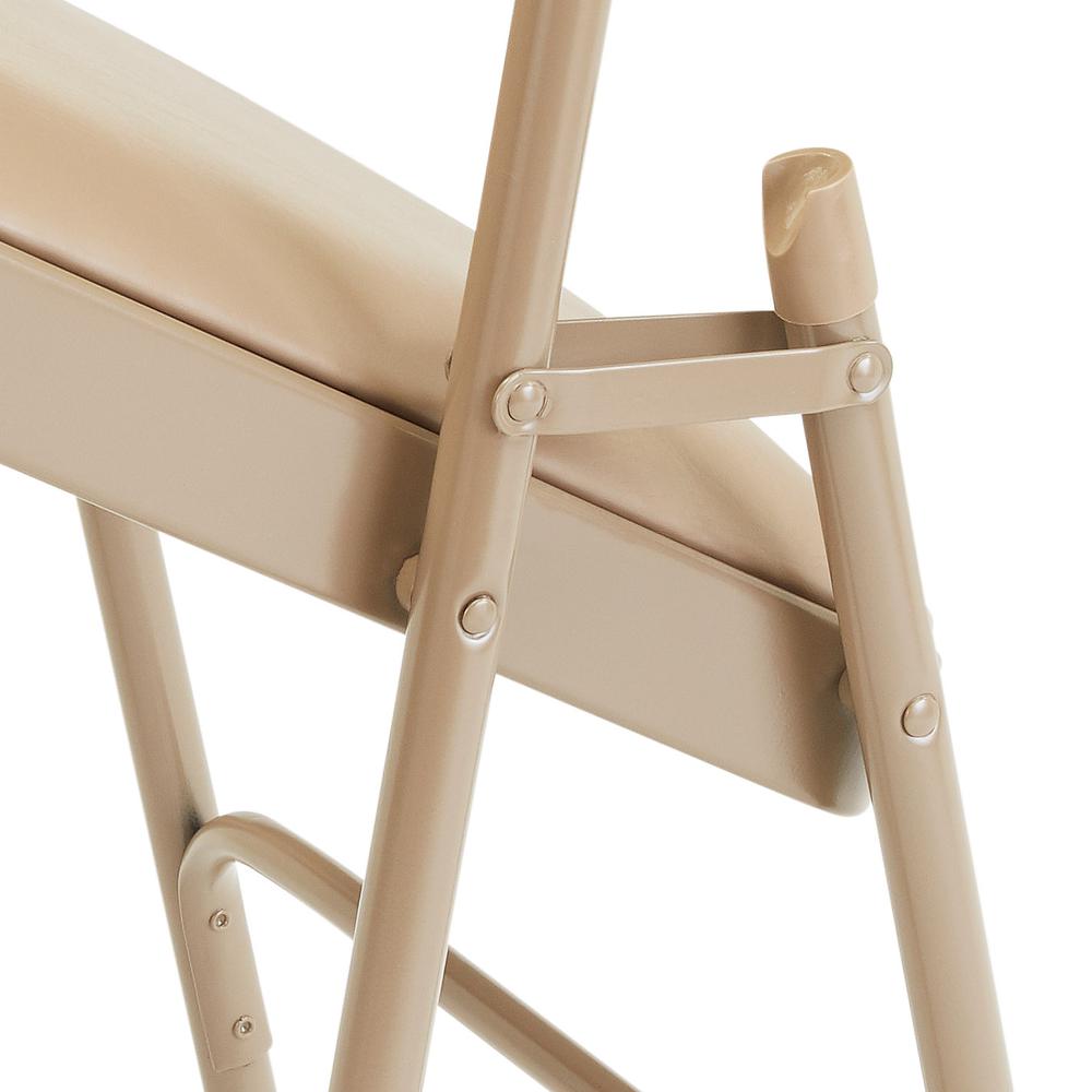 NPS® 1300 Series Premium Vinyl Upholstered Triple Brace Double Hinge Folding Chair, French Beige (Pack of 4)