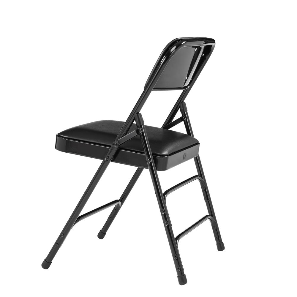 NPS® 1300 Series Premium Vinyl Upholstered Triple Brace Double Hinge Folding Chair, Black (Pack of 4)