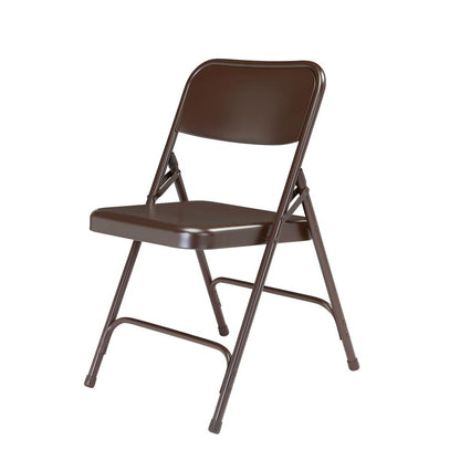 NPS® 200 Series Premium All-Steel Double Hinge Folding Chair, Brown (Pack of 4)