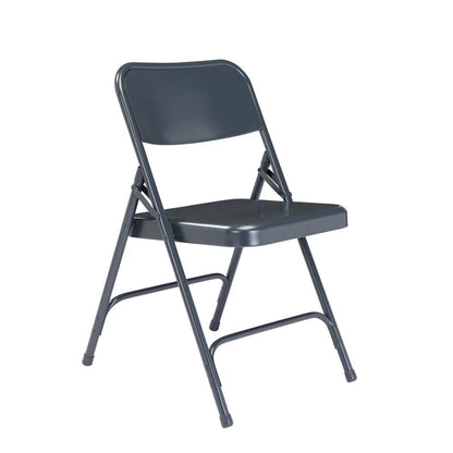 NPS® 200 Series Premium All-Steel Double Hinge Folding Chair, Char-Blue (Pack of 4)
