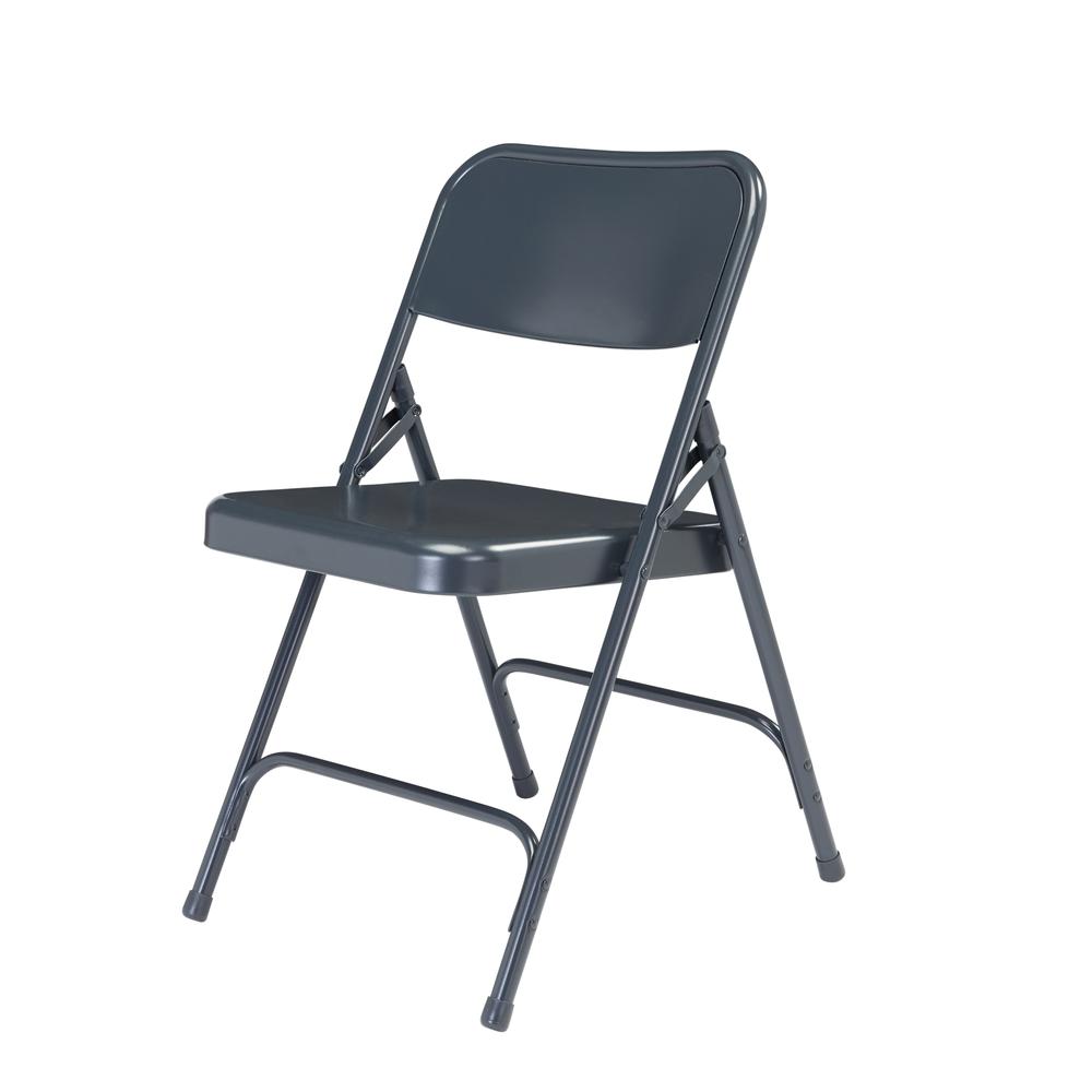 NPS® 200 Series Premium All-Steel Double Hinge Folding Chair, Char-Blue (Pack of 4)