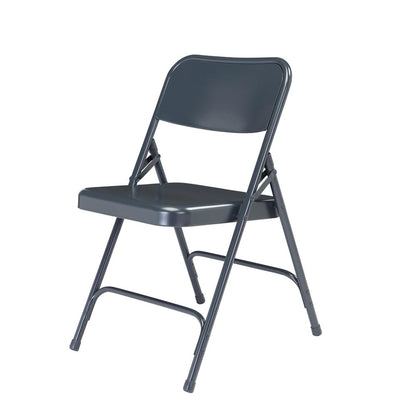 NPS® 200 Series Premium All-Steel Double Hinge Folding Chair, Char-Blue (Pack of 4)