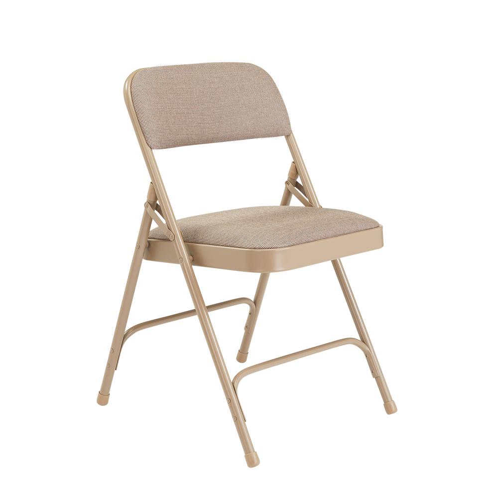 NPS® 2200 Series Deluxe Fabric Upholstered Double Hinge Premium Folding Chair, Café Beige (Pack of 4)