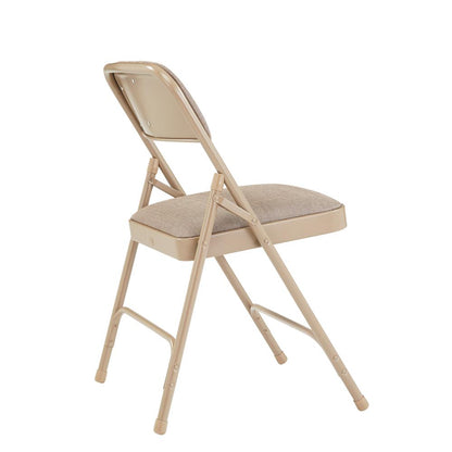NPS® 2200 Series Deluxe Fabric Upholstered Double Hinge Premium Folding Chair, Café Beige (Pack of 4)