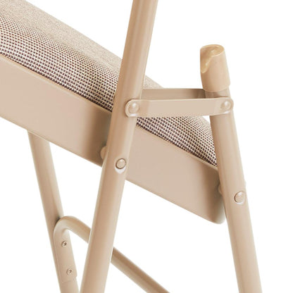 NPS® 2200 Series Deluxe Fabric Upholstered Double Hinge Premium Folding Chair, Café Beige (Pack of 4)