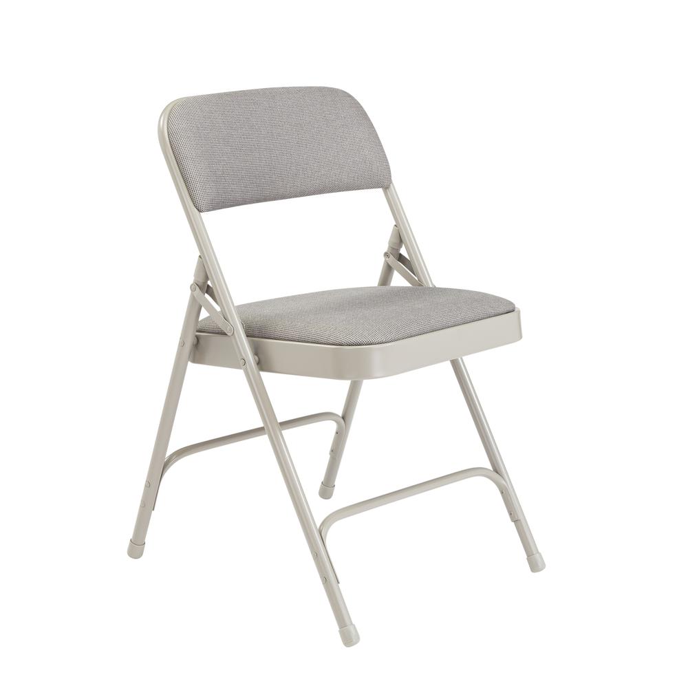 NPS® 2200 Series Deluxe Fabric Upholstered Double Hinge Premium Folding Chair, Greystone (Pack of 4)