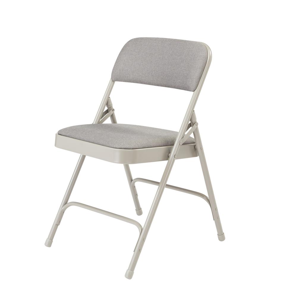 NPS® 2200 Series Deluxe Fabric Upholstered Double Hinge Premium Folding Chair, Greystone (Pack of 4)