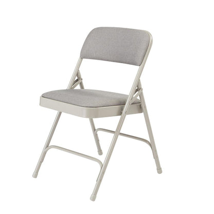 NPS® 2200 Series Deluxe Fabric Upholstered Double Hinge Premium Folding Chair, Greystone (Pack of 4)