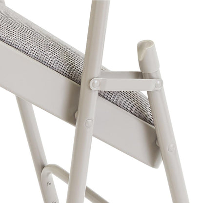 NPS® 2200 Series Deluxe Fabric Upholstered Double Hinge Premium Folding Chair, Greystone (Pack of 4)