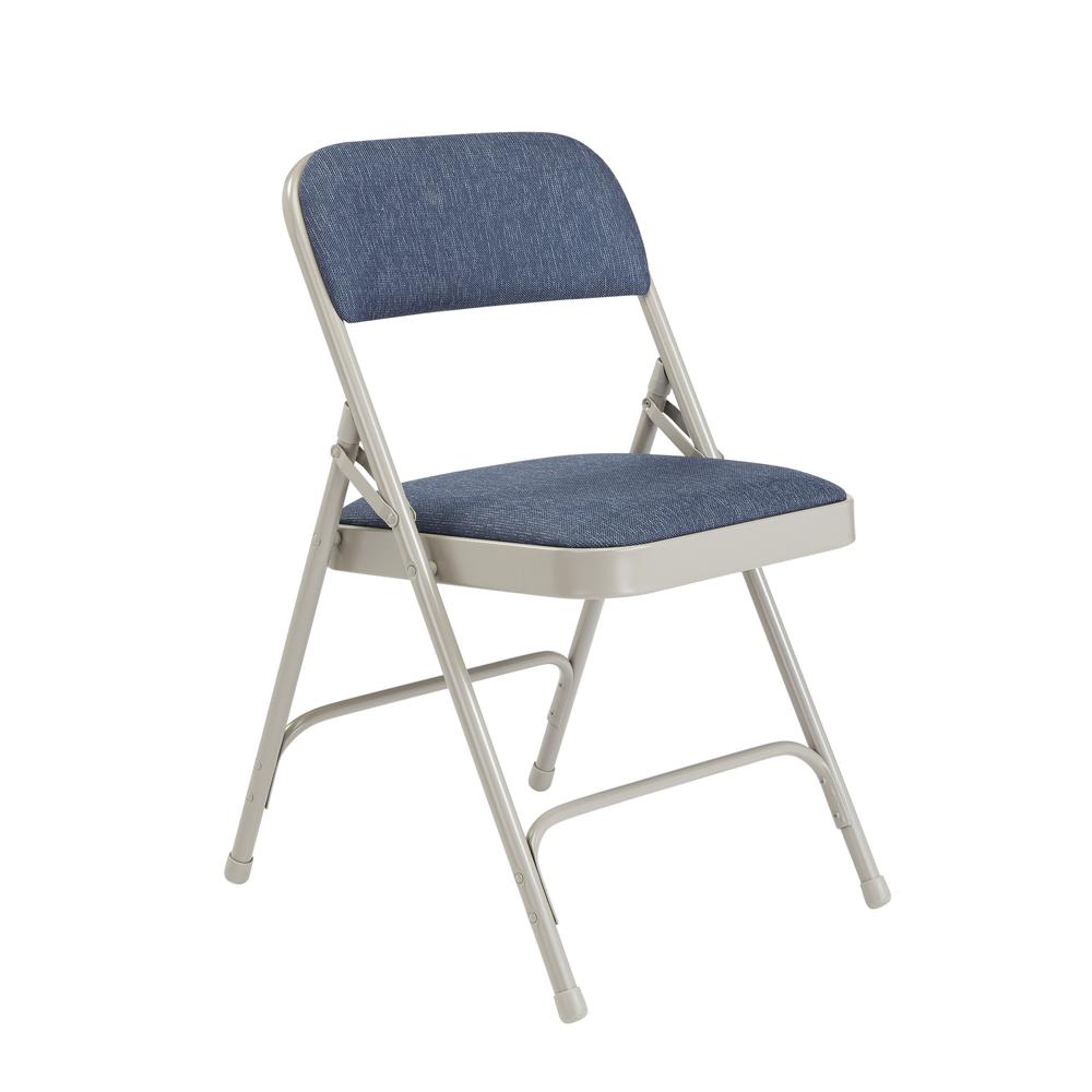 NPS® 2200 Series Deluxe Fabric Upholstered Double Hinge Premium Folding Chair, Imperial Blue Fabric/Grey Frame (Pack of 4)