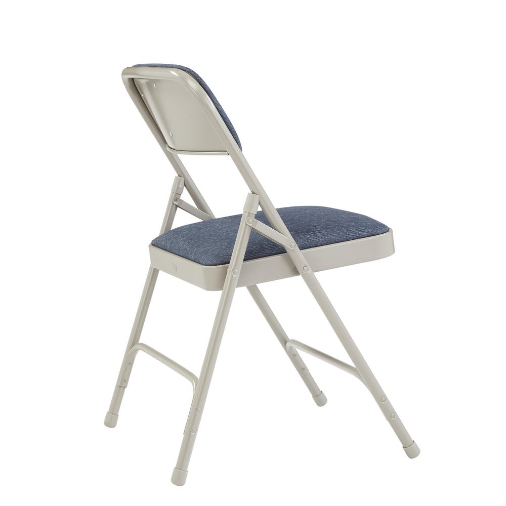 NPS® 2200 Series Deluxe Fabric Upholstered Double Hinge Premium Folding Chair, Imperial Blue Fabric/Grey Frame (Pack of 4)