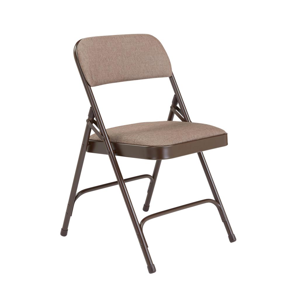 NPS® 2200 Series Deluxe Fabric Upholstered Double Hinge Premium Folding Chair, Russet Walnut (Pack of 4)