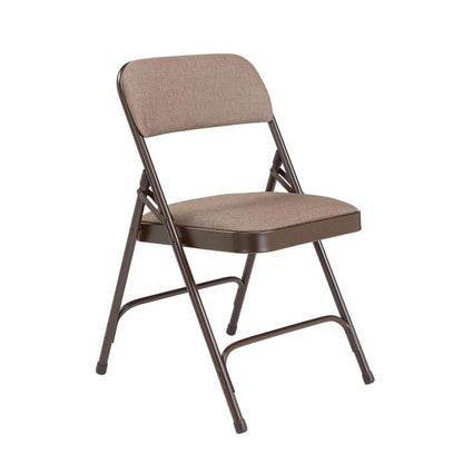 NPS® 2200 Series Deluxe Fabric Upholstered Double Hinge Premium Folding Chair, Russet Walnut (Pack of 4)