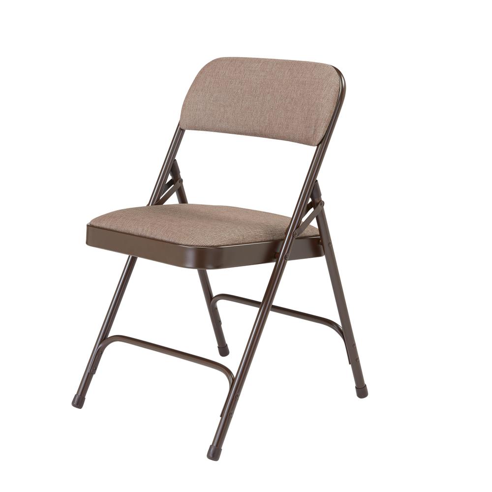 NPS® 2200 Series Deluxe Fabric Upholstered Double Hinge Premium Folding Chair, Russet Walnut (Pack of 4)