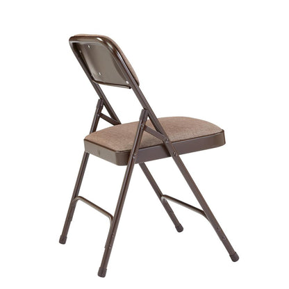 NPS® 2200 Series Deluxe Fabric Upholstered Double Hinge Premium Folding Chair, Russet Walnut (Pack of 4)