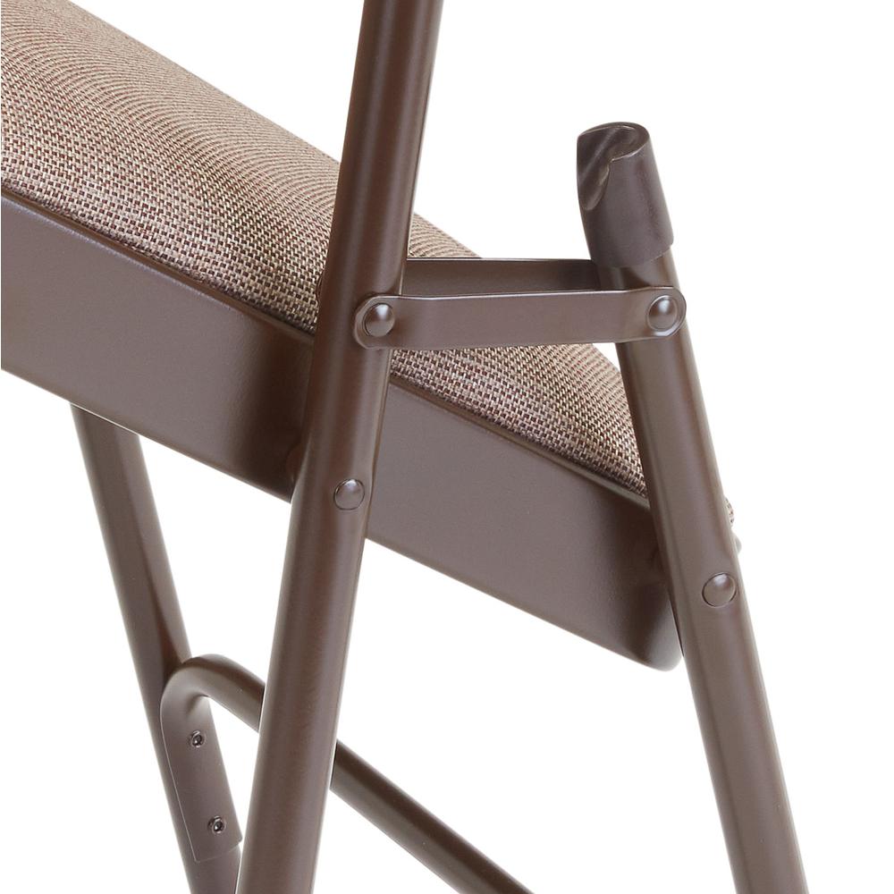 NPS® 2200 Series Deluxe Fabric Upholstered Double Hinge Premium Folding Chair, Russet Walnut (Pack of 4)
