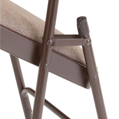 NPS® 2200 Series Deluxe Fabric Upholstered Double Hinge Premium Folding Chair, Russet Walnut (Pack of 4)