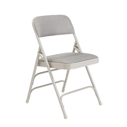 NPS® 2300 Series Deluxe Fabric Upholstered Triple Brace Double Hinge Premium Folding Chair, Greystone (Pack of 4)