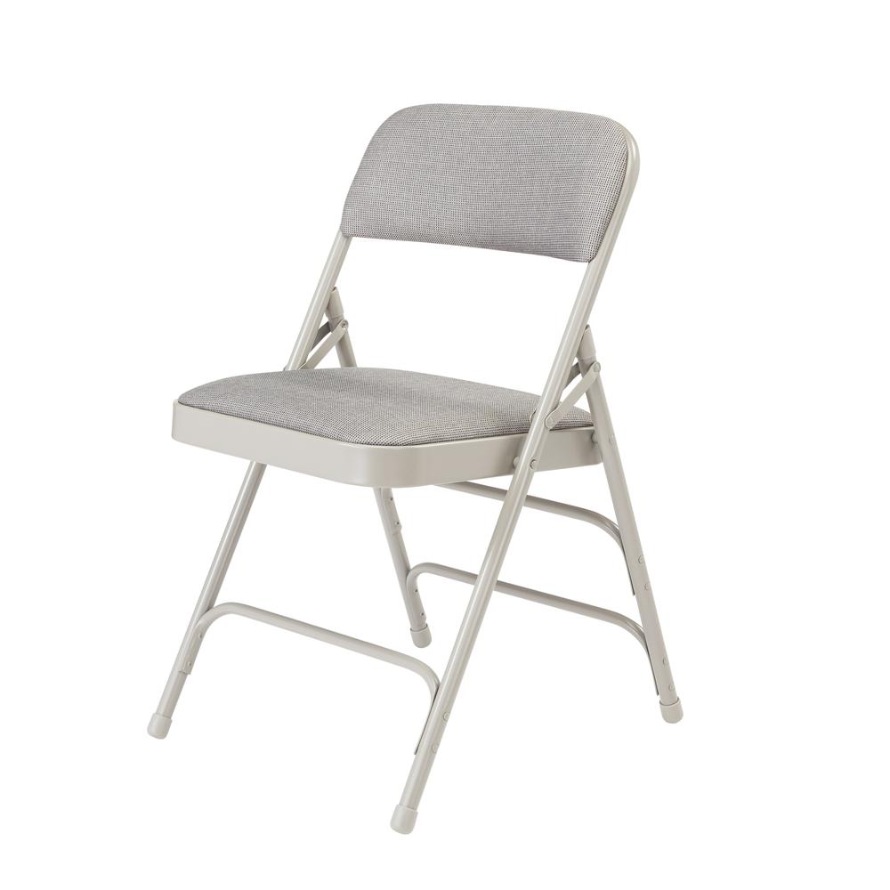 NPS® 2300 Series Deluxe Fabric Upholstered Triple Brace Double Hinge Premium Folding Chair, Greystone (Pack of 4)