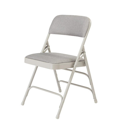 NPS® 2300 Series Deluxe Fabric Upholstered Triple Brace Double Hinge Premium Folding Chair, Greystone (Pack of 4)