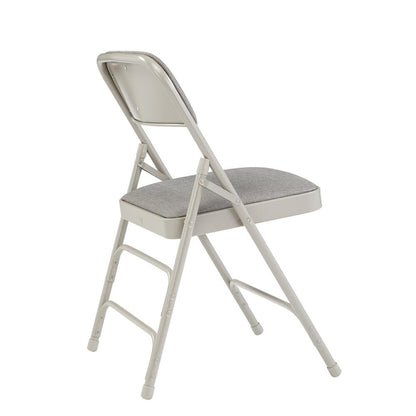 NPS® 2300 Series Deluxe Fabric Upholstered Triple Brace Double Hinge Premium Folding Chair, Greystone (Pack of 4)