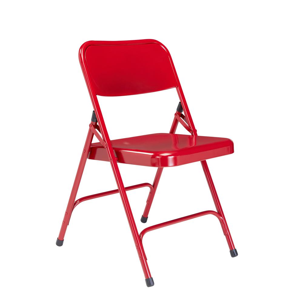 NPS® 200 Series Premium All-Steel Double Hinge Folding Chair, Red (Pack of 4)