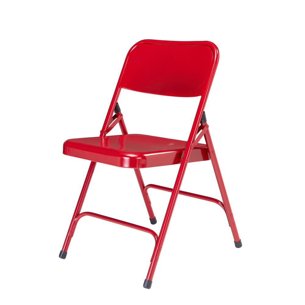 NPS® 200 Series Premium All-Steel Double Hinge Folding Chair, Red (Pack of 4)