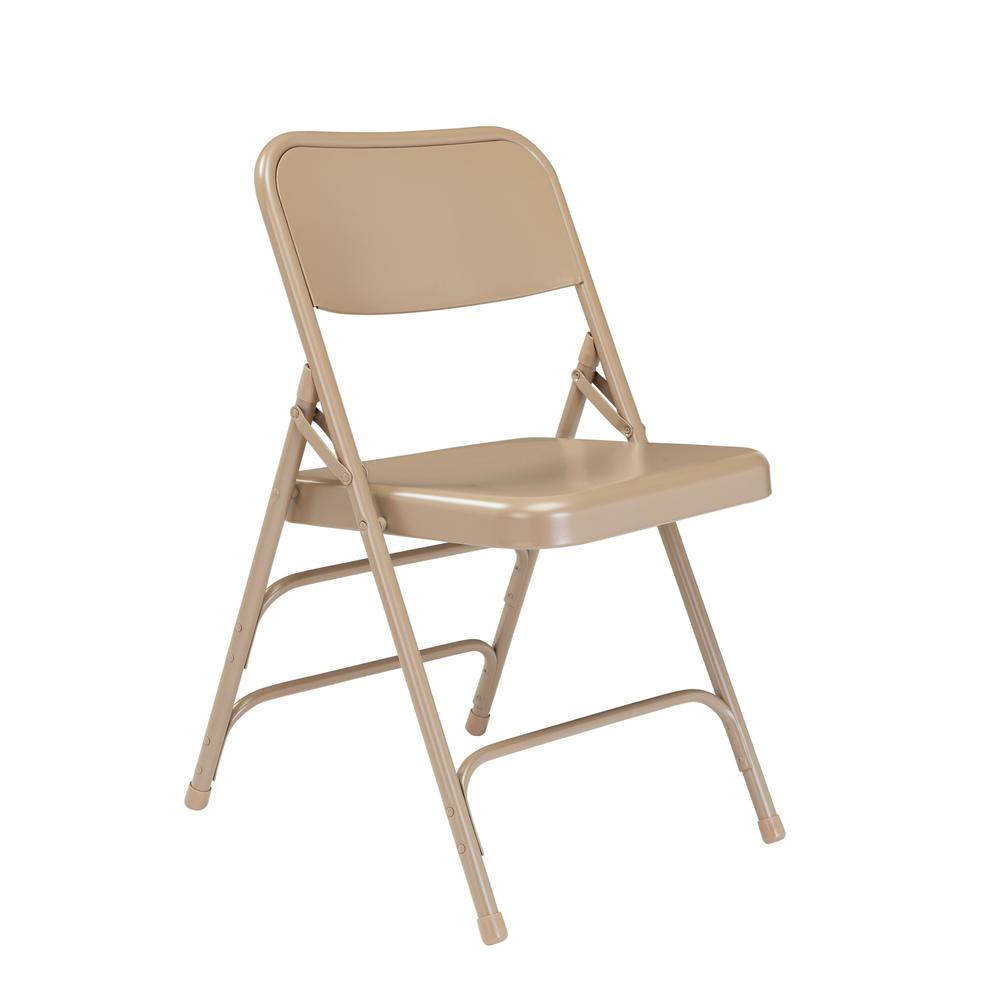 NPS® 300 Series Deluxe All-Steel Triple Brace Double Hinge Folding Chair, Beige (Pack of 4)