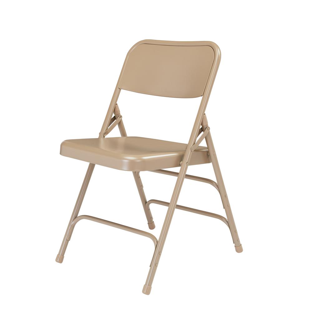NPS® 300 Series Deluxe All-Steel Triple Brace Double Hinge Folding Chair, Beige (Pack of 4)
