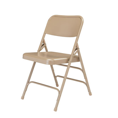 NPS® 300 Series Deluxe All-Steel Triple Brace Double Hinge Folding Chair, Beige (Pack of 4)