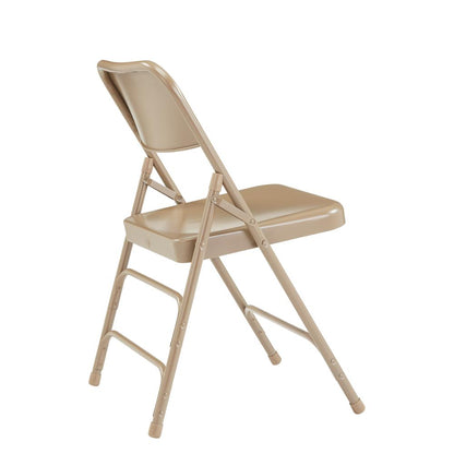 NPS® 300 Series Deluxe All-Steel Triple Brace Double Hinge Folding Chair, Beige (Pack of 4)