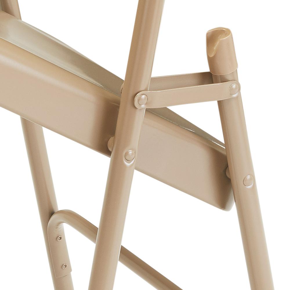NPS® 300 Series Deluxe All-Steel Triple Brace Double Hinge Folding Chair, Beige (Pack of 4)
