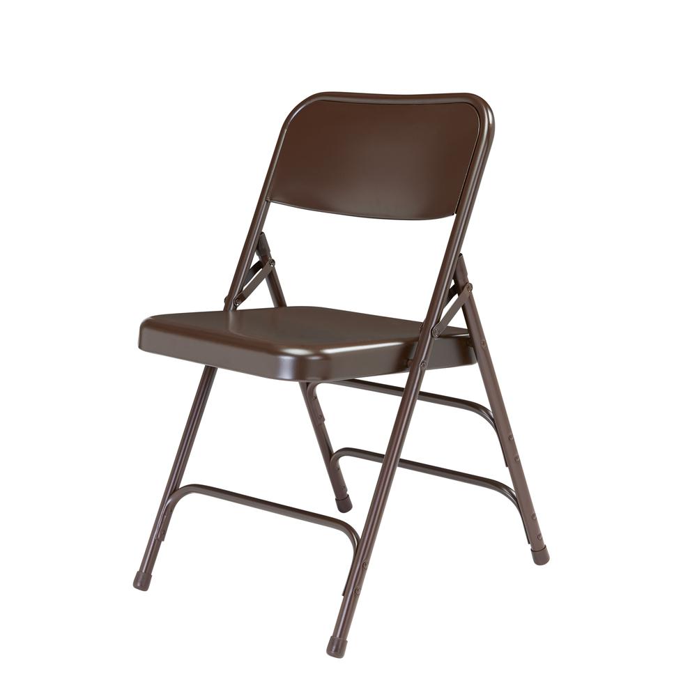 NPS® 300 Series Deluxe All-Steel Triple Brace Double Hinge Folding Chair, Brown (Pack of 4)