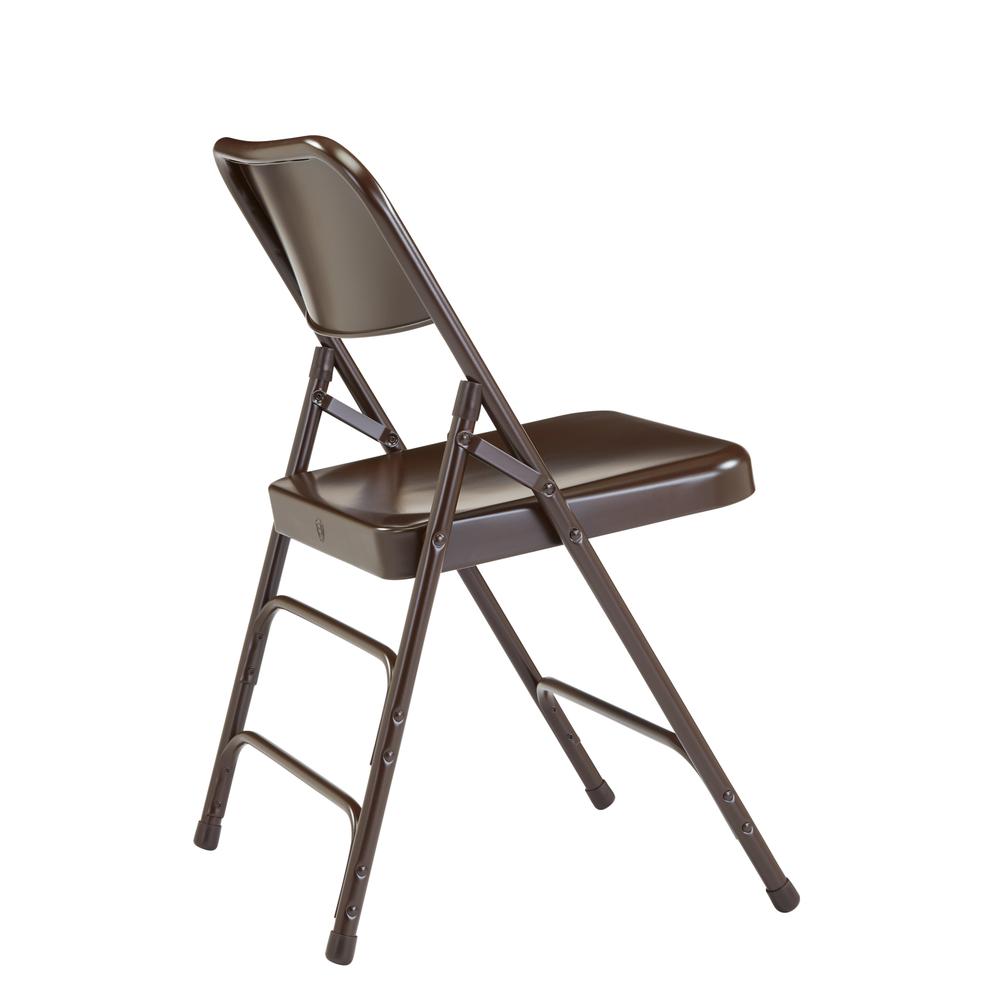 NPS® 300 Series Deluxe All-Steel Triple Brace Double Hinge Folding Chair, Brown (Pack of 4)