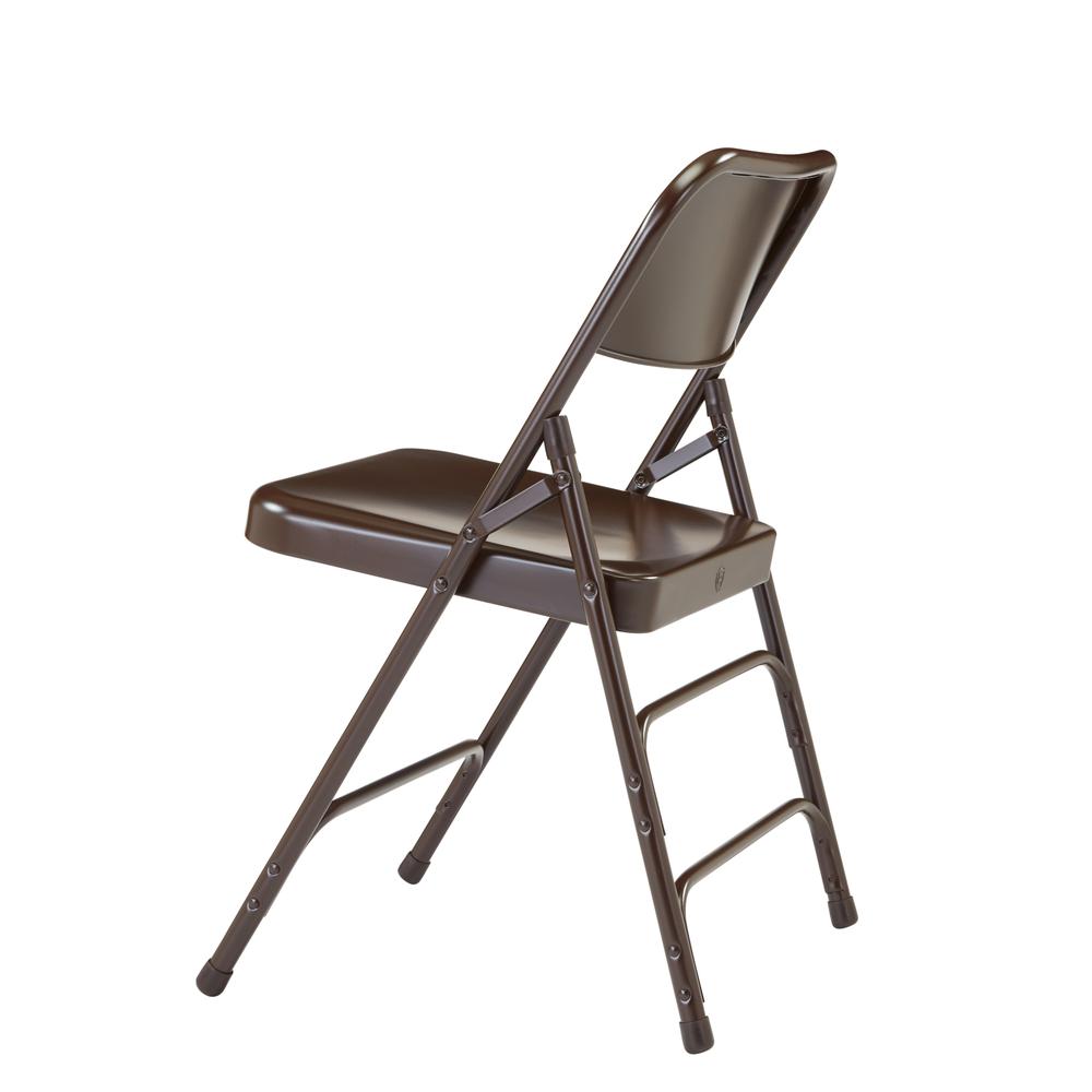 NPS® 300 Series Deluxe All-Steel Triple Brace Double Hinge Folding Chair, Brown (Pack of 4)