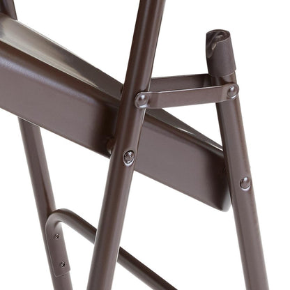 NPS® 300 Series Deluxe All-Steel Triple Brace Double Hinge Folding Chair, Brown (Pack of 4)