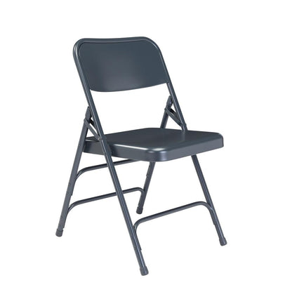 NPS® 300 Series Deluxe All-Steel Triple Brace Double Hinge Folding Chair, Char-Blue (Pack of 4)