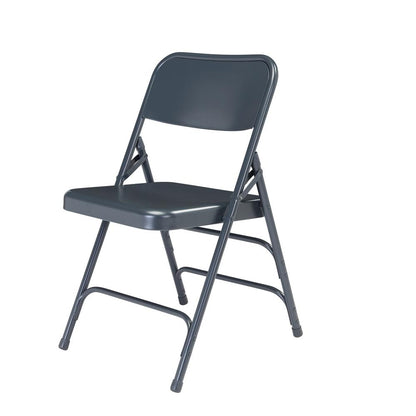 NPS® 300 Series Deluxe All-Steel Triple Brace Double Hinge Folding Chair, Char-Blue (Pack of 4)