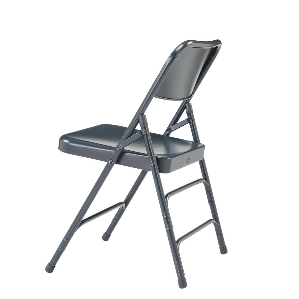 NPS® 300 Series Deluxe All-Steel Triple Brace Double Hinge Folding Chair, Char-Blue (Pack of 4)