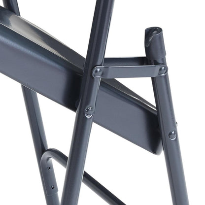 NPS® 300 Series Deluxe All-Steel Triple Brace Double Hinge Folding Chair, Char-Blue (Pack of 4)
